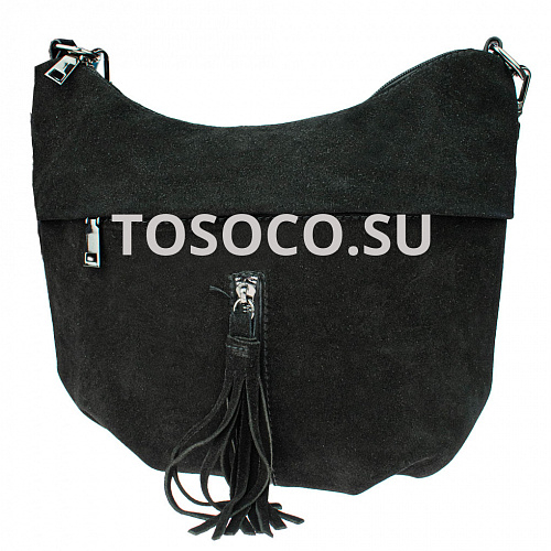 kf-390-1 black KikiFace сумка натуральная замша+экокожа 27х27х16