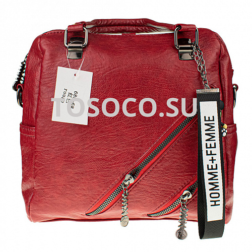 685-6 красная сумка-рюкзак экокожа 24х27х12