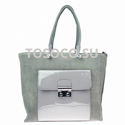 543 gray сумка натуральная замша и экокожа 26х29х14