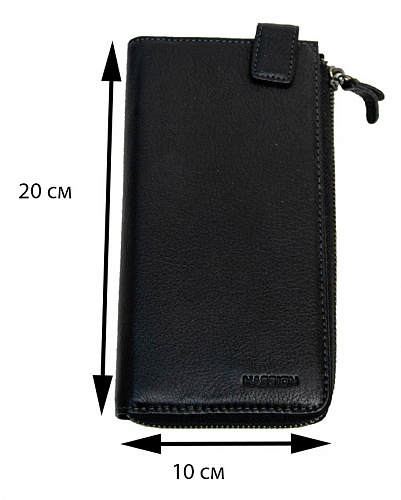 h-067 black- кошелек HASSION натуральная кожа 20х10