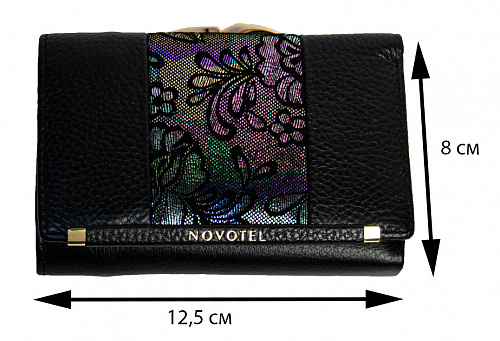 jc569-2# black- кошелек женский NOVOTEL натуральная кожа 12,5х8.