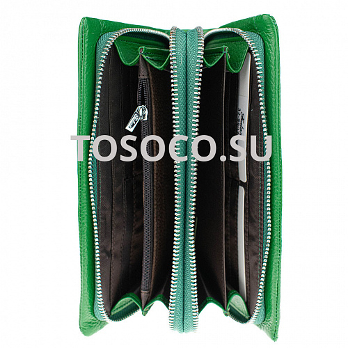 32-9907 green кошелек GENUINE LEATHER натуральная кожа 10х20х2
