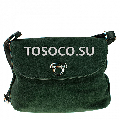 f-2361-3 зеленая сумка натуральная замша+экокожа 21х28х10