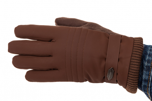 Комбинированные перчатки мужские, цвет коричневый