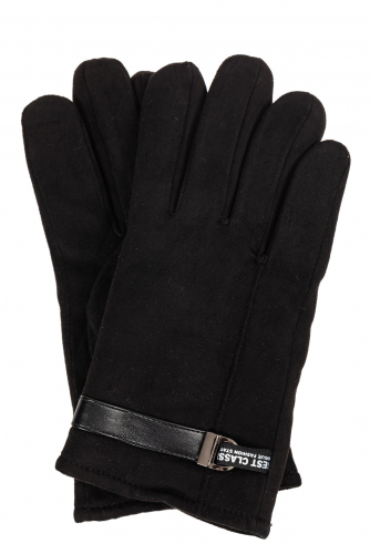 Тёплые мужские перчатки из велюра, цвет чёрный