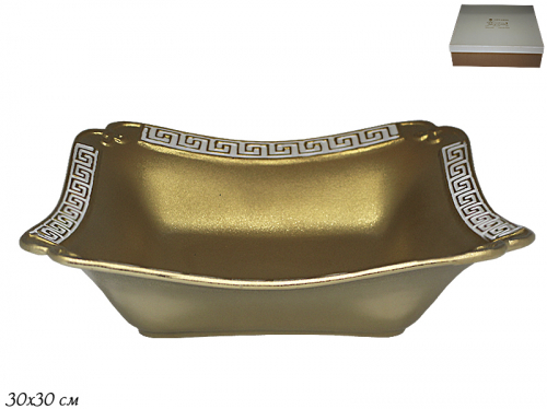 144-292 Квадратный салатник 30см GOLD в под.уп.(х6)Керамика