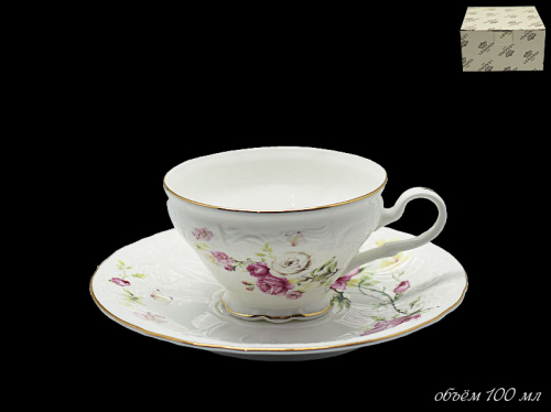 226-090 Кофейная чашка с блюдцем MARIA ROSE в под.уп.(х36)Фарфор