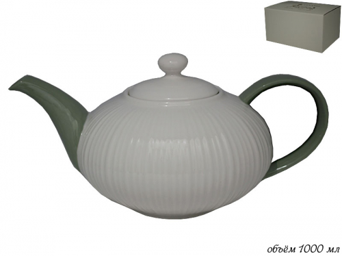 135-002 Чайник GREENWHITE в под.уп.(х16)Фарфор