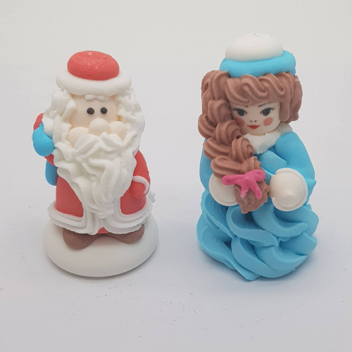 Сахарные фигурки: пара Дед Мороз и Снегурочка - украшение для торта