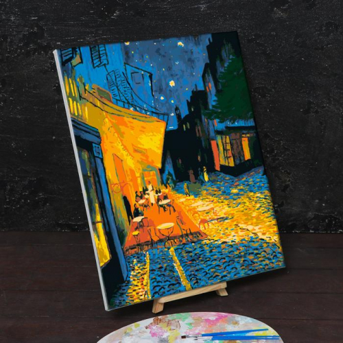 Картина по номерам на холсте с подрамником «Ночная терраса кафе» Винсент ван Гог 40х50 см