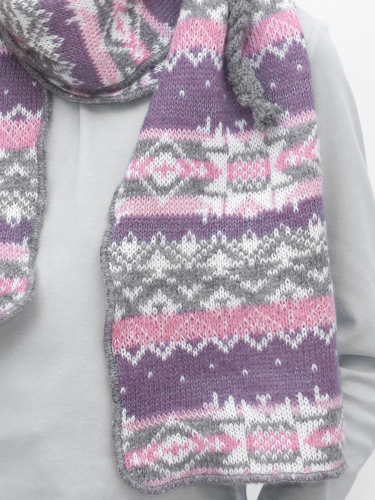 Комплект зимний для девочки шапка+шарф Анютка (Цвет розовый), размер 52-54, шерсть 70%
