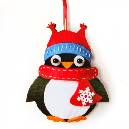 Набор для создания подвесной ёлочной игрушки из фетра «Пингвин в шарфике»