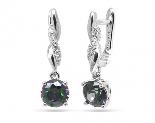 Серьги из серебра мистик кварц, МЦВ159