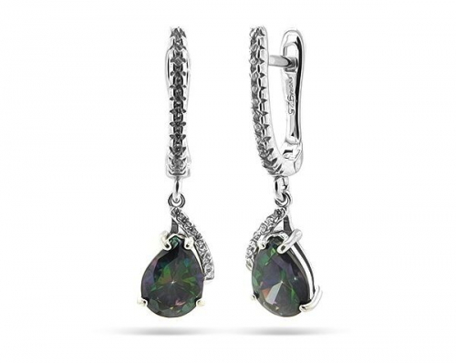 Серьги из серебра мистик кварц, МЦВ967мк