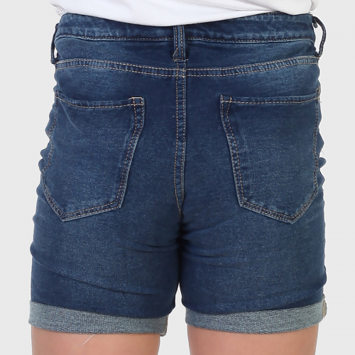 Джинсовые шорты для девочки – модный подворот, ровный синий цвет №536