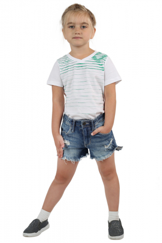 Брендовые детские шорты Denim для девочки – эффектные потертости, бахрома и удобная длина №522