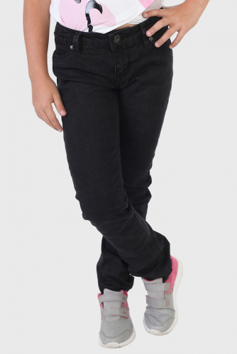 Черные детские джинсы – прямой крой, петли на ремне №528