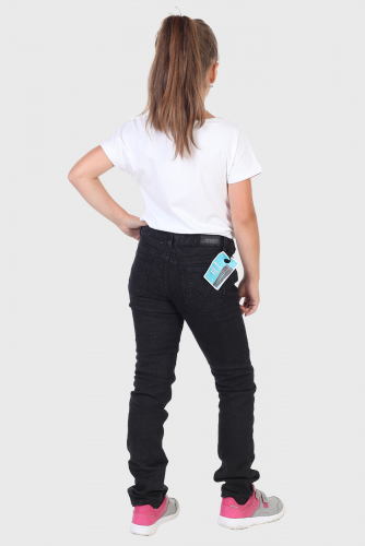Черные детские джинсы – прямой крой, петли на ремне №528