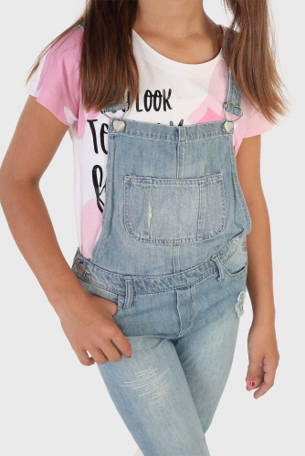 Джинсовый комбинезон для девочки – с блузкой – на выход, с футболкой – на каждый день №558