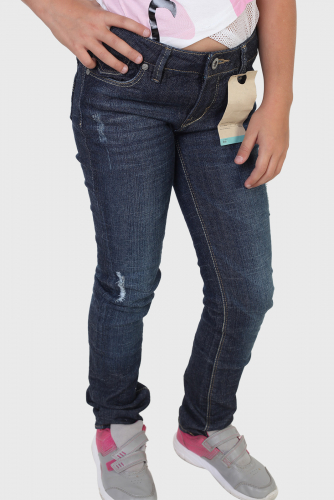 Стильные джинсы для девочки – 5 накладных карманов, контрастные строчки №531