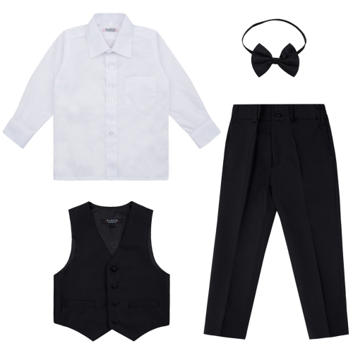 Комплект брюки/жилет/сорочка/галстук-бабочка Rodeng, цвет: черный