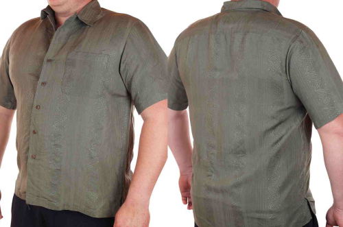 Модная рубашка Caribbean Joe. Мужской графитовый цвет, накладной карман, фактурные узоры на дышащей ткани. Носится неформально с парой расстегнутых верхних пуговиц Т298 ОСТАТКИ СЛАДКИ!!!!