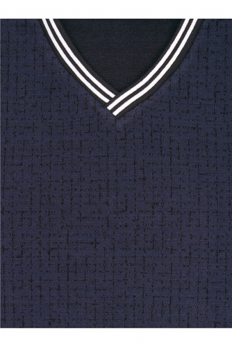 Комплект (брюки+жилет) #234522Лабиринт синий+полоска черный+белый