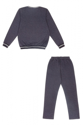 Костюм (пуловер+брюки) #228300Гусиная лапка мелкая текстильная синий+полоска белая на темно-синем99