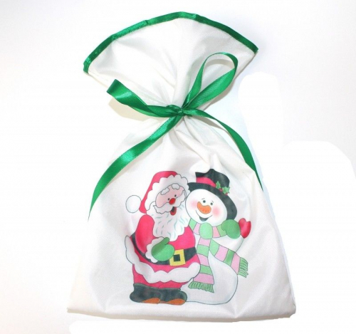 Новогодний мешок для конфет и подарков 20х30 см. Снеговик...