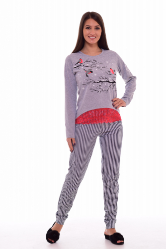 Пижама женская 1-74 Снегири (серый)