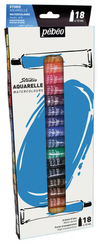 Краска акварель PEBEO набор Studio Aquarelle 18 цв. 12 мл
