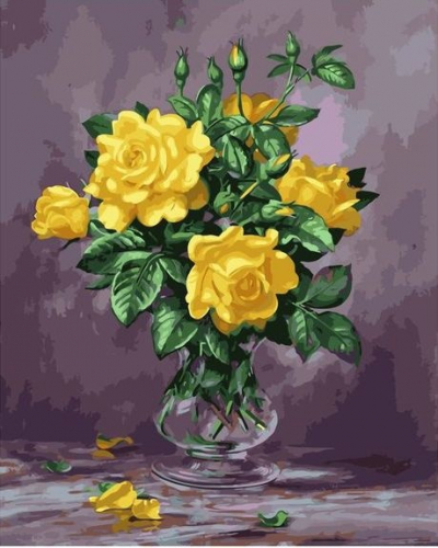 Картина по номерам 40х50 Желтая роза