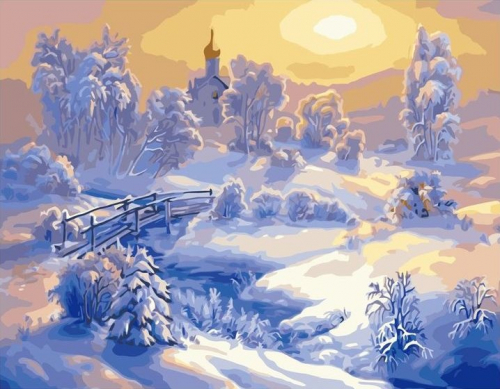 Картины по номерам 40х50 Снежная зима