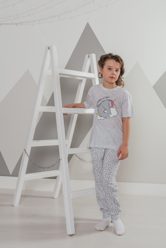 Пижама для девочки  Серый (Кулирка, 100% хлопок)