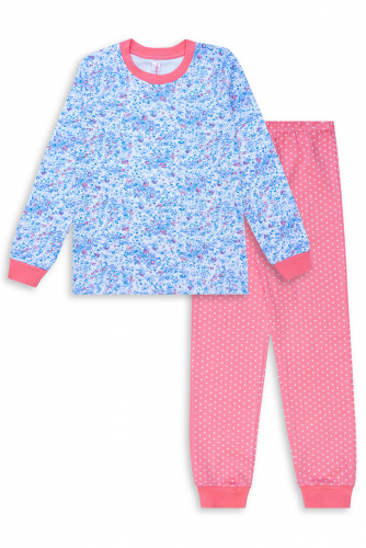 Пижама для девочки Персик (фуфайка с длинным рукавом, брюки) (Интерлок,  100 % хлопок)
