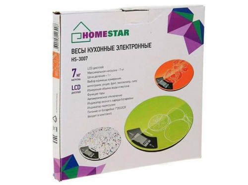 Весы кухонные электронные HOMESTAR HS-3007S 7кг Лайм