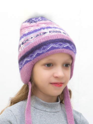 Шапка зимняя для девочки Анютка (Цвет темно-фиолетовый), размер 52-54, шерсть 70%