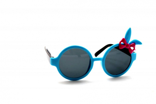 детские солнцезащитные очки круглый заяц голубой малиновый бант