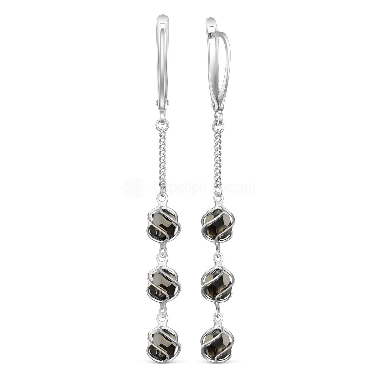 Серьги из серебра с кристаллами Swarovski Серебряная ночь 925 пробы с-2257-6SWр-001SINI