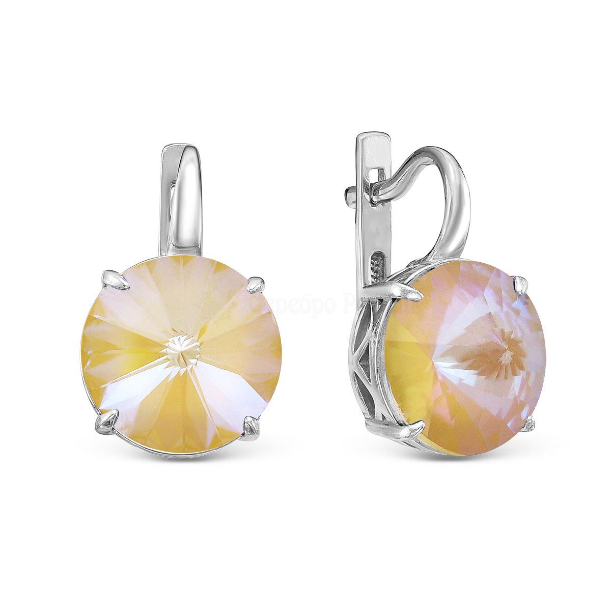 Серьги из серебра с кристаллами Swarovski Солнечный свет родированные 925 пробы 0042с-001L141D