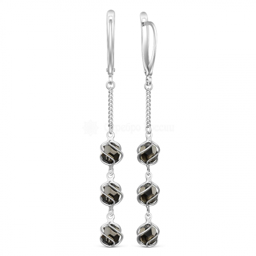 Серьги из серебра с кристаллами Swarovski Серебряная ночь 925 пробы с-2257-6SWр-001SINI