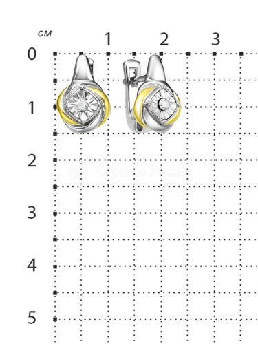Серьги из родированного серебра с бриллиантом и золочением 925 пробы SE01990I3/G