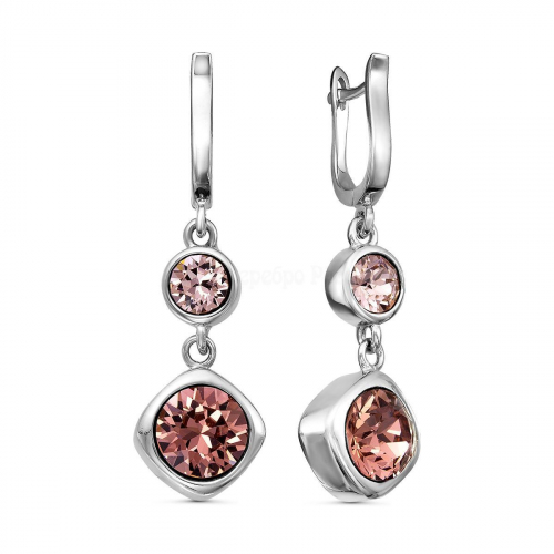 Серьги из серебра с кристаллами Swarovski Розовый родированные 925 пробы BHR-1041-2-SER