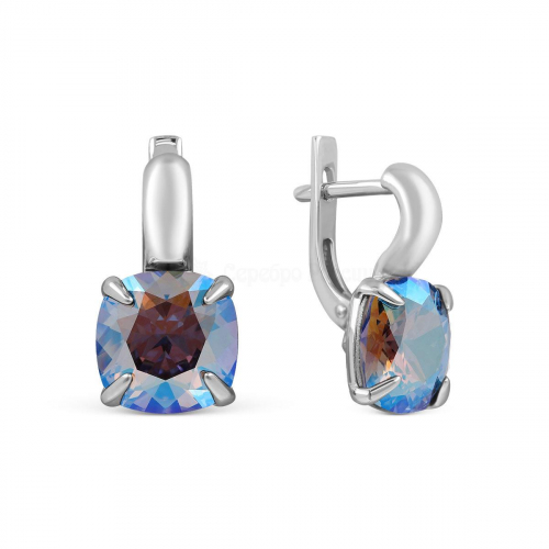 Серьги из серебра с кристаллами Swarovski Сияющий светло-голубой родированные 925 пробы с-016-211SHIM