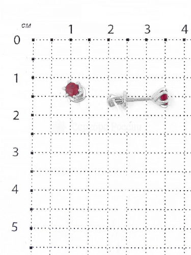 Серьги-пусеты из серебра с рубином родированные 925 пробы с6-641р415