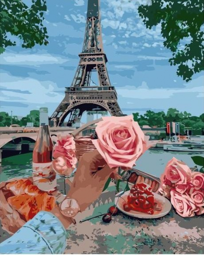 Картины по номерам 40х50 Розы и Париж