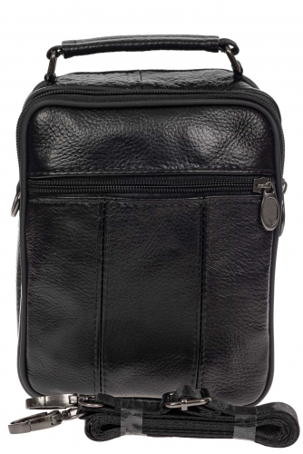 Небольшая мужская сумка под документы из натуральной кожи, цвет чёрный