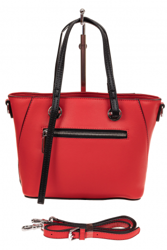 Небольшая сумка-шоппер из натуральной кожи, цвет красный