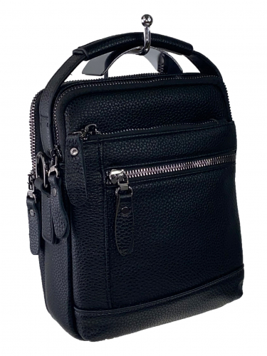 Маленькая мужская сумка для документов из натуральной кожи, цвет чёрный