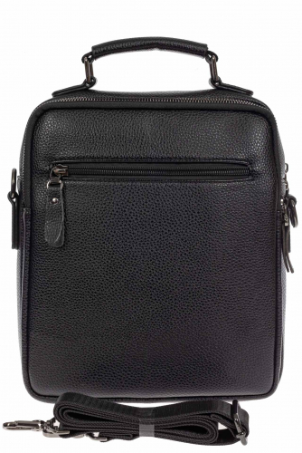 Мужская сумка-почтальонка из фактурной натуральной кожи, цвет чёрный